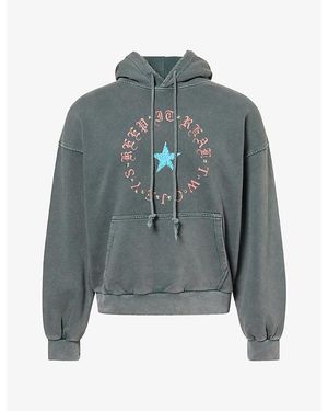 Twojeys Keep It Real Studded Graphic Cotton-Jersey Hoody - Grey