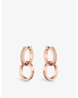 Cartier Love 18Ct Rose- And 0.13Ct Diamond Hoop Earrings - Pink