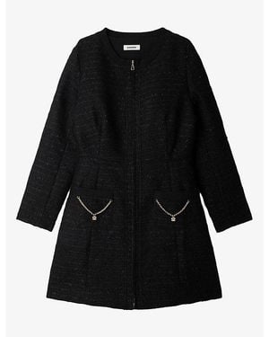 Sandro Zipped Chain-Embellished Woven Mini Dress - Black