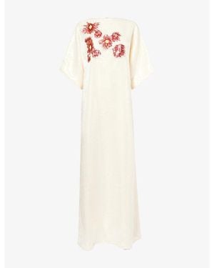Dima Ayad Organza Sequin Cocoon Woven Maxi Dress - White