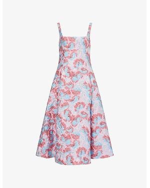 Mary Katrantzou Beaux Flared Woven Midi Dress - Purple