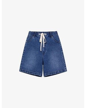Ro&zo Drawstring Elasticated-Waist Denim Shorts - Blue