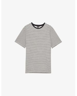 Reiss June Heavyweight Striped Cotton-Jersey T-Shirt - Gray