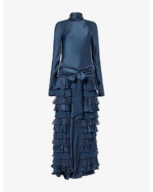 Zimmermann Valiant Ruffle Silk Maxi Dress - Blue