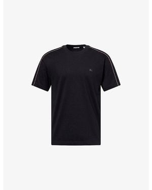 Burberry Check Piping Cotton-Jersey T-Shirt - Blue