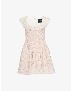 Needle & Thread Lea Ditsy Micro Embroidered Woven Mini Dress - Natural