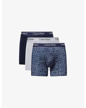 Calvin Klein Microfibre-Stretch Pack Of Three Pack Jersey Boxer Briefs - Blue