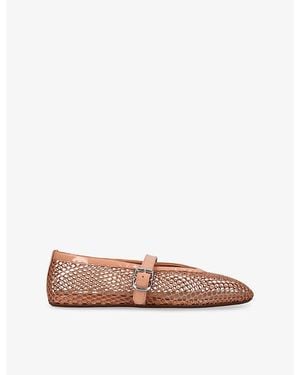 Alaïa Ballerina Mesh And Patent-Leather Ballet Flats - Brown