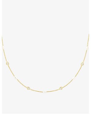 Astrid & Miyu Rhodium-Plated Sterling- Freshwater-Pearl And Zirconia Charm Necklace - Metallic