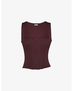 House Of Cb The Balconette Stretch-Jersey Corset Top Xs (A-C Cup) - Purple