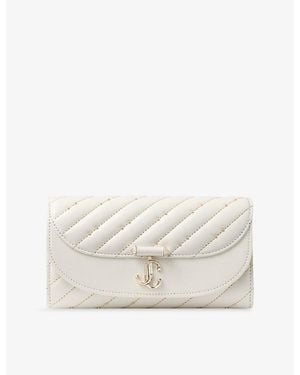 Jimmy Choo Curve Leather Wallet Chain - White