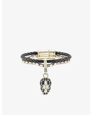 BVLGARI Serpenti Forever Leather And-Plated Brass Bracelet - White