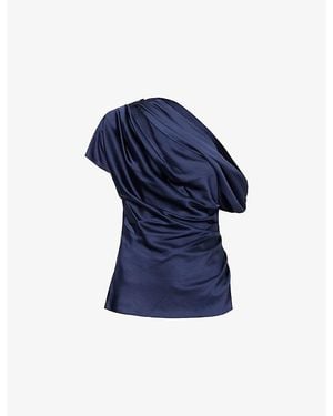 Jonathan Simkhai Phoebe Draped Woven Top - Blue