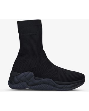 Kurt Geiger London Ribbed Stretch-knit High-top Sock Trainers - Black