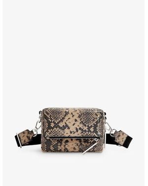 Whistles Bibi Snake-Print Leather Cross-Body Bag - Brown