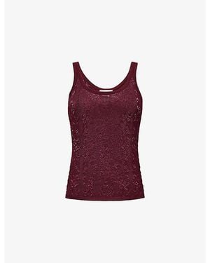 Gabriela Hearst Cyrinne Open-Knit Silk-Blend Tank Top - Red