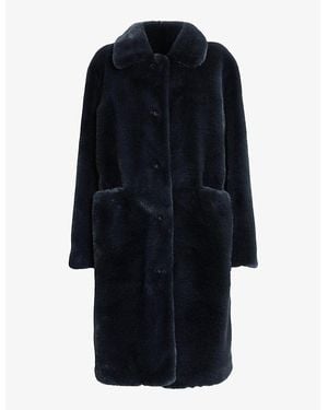 AllSaints Sora Relaxed-Fit Single-Breasted Recycled Faux-Fur Coat - Blue