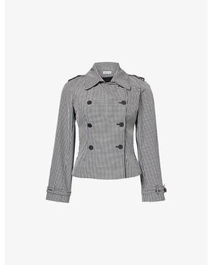 Peachy Den Henri Gingham-Check Woven Jacket - Gray