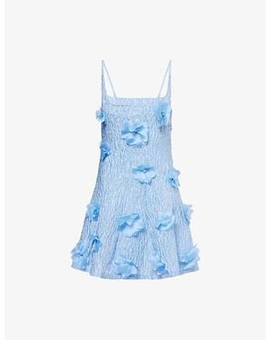 Sister Jane Blooming Sleeveless Jacquard Mini Dress - Blue