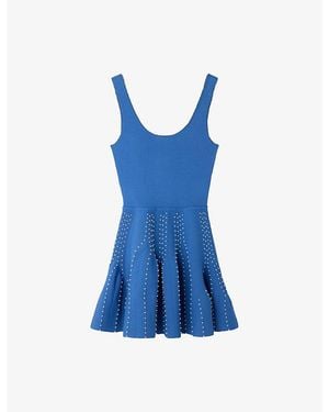 Sandro Beaded Knit Mini Dress in Blue | Lyst