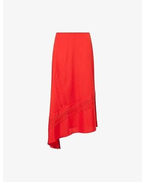 Vince Pintuck Slip Satin Midi Skirt - Red