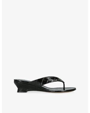 Le Monde Beryl Micro Wedge Leather Wedge Sandals - Black