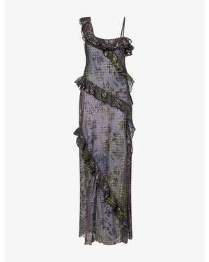 Siedres Monica Ruffled Woven Maxi Dress - Grey