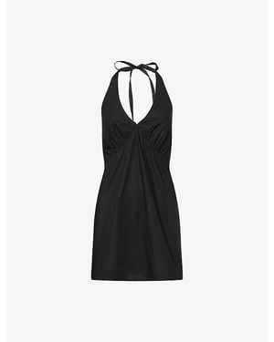 Deiji Studios Cinched Halter Cotton Mini Dress - Black