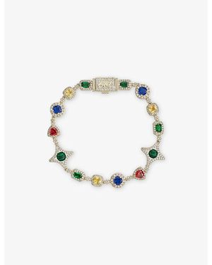 Gld Gemstone-Plated Chain Bracelet - Metallic