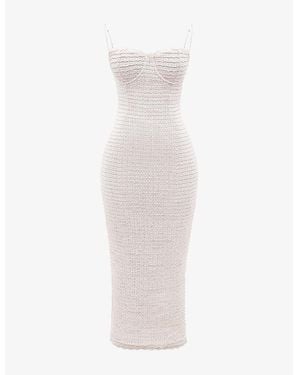 House Of Cb Elinor Frill-Lace Crochet-Knit Midi Dress - White