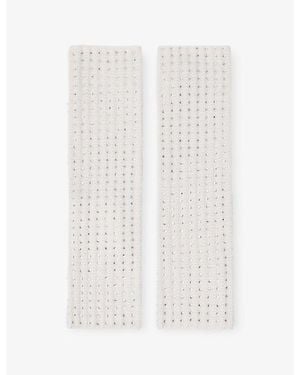 Maje Rhinestone-Embellished Wool Mittens - White
