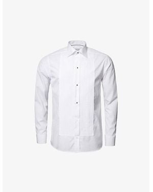 Eton Plissé Slim-fit Cotton Dress Shirt - White