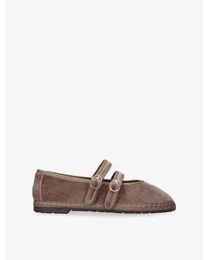 Flabelus Claire Velvet Mary-Jane Flats - Brown
