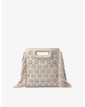 Maje M Flower Mini Leather Cross-Body Bag - Natural