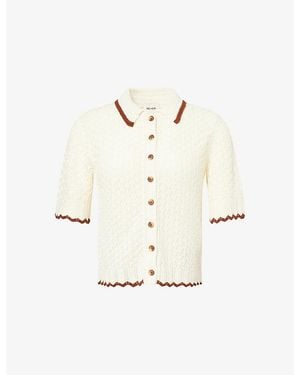 ME+EM Open-Knit Contrast-Trim Cotton Cardigan - White
