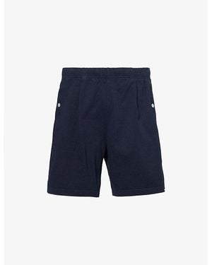 Stone Island Marina Embroidered-Logo Cotton-Jersey Shorts - Blue