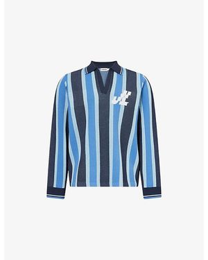 J.Lindeberg Silas Striped Knitted Polo Shirt - Blue