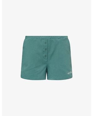 4th & Reckless Emily Logo-Embroidery Cotton-Jersey Shorts - Green