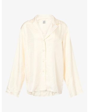 TOTEME Camp-Collar Embroidered Silk Shirt - White