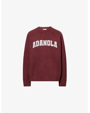 ADANOLA Varsity Boucle-Logo Cotton And Wool-Blend Oversized Jumper - Red