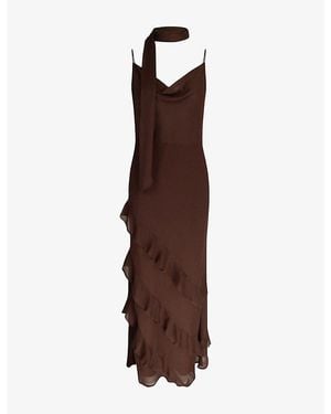 OMNES Taylor Open-Back Chiffon Midi Dress - Brown