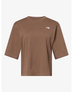 The North Face Logo-Embroidered Boxy-Fit Cotton T-Shirt - Brown