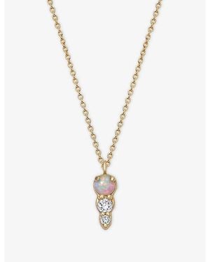 Astley Clarke Interstellar 14Ct- Opal And 0.055Ct Lab-Grown Diamond Pendant Necklace - Metallic