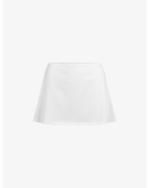 Skims Drop Needle Pointelle Cotton-Jersey Mini Skirt - White