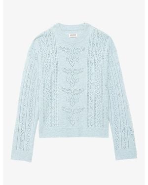 Zadig & Voltaire Markuz Pointelle-Knit Wool And Cashmere-Blend Jumper - Blue