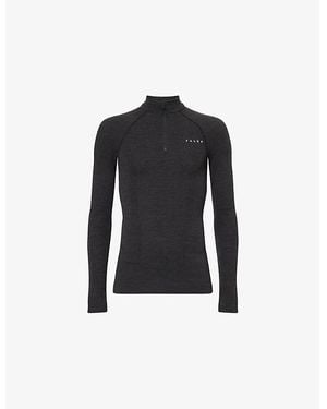 FALKE Tech Quarter-Zip Stretch-Wool Blend Top - Black