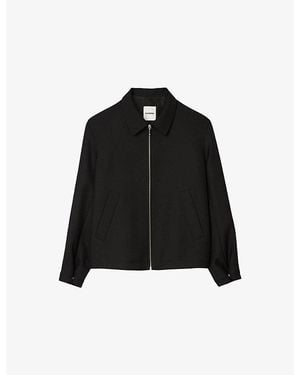Sandro Regular-Fit Zip-Up Wool-Blend Jacket - Black