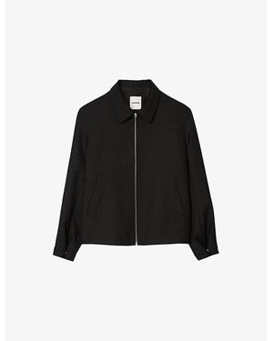 Sandro Regular-Fit Zip-Up Wool-Blend Jacket - Black