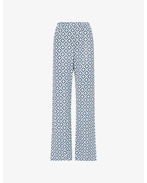 Max Mara Abate Printed Wide-Leg Stretch-Woven Trousers - Blue