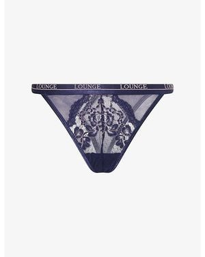 Lounge Underwear Blossom High-Rise Lace Thong - Blue